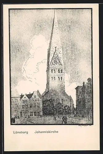 Künstler-AK K. Blossfeld: Lüneburg, Ansicht der Johanniskirche