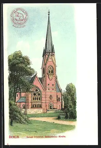 Lithographie Berlin-Tiergarten, Kaiser Friedrich Gedächtnis-Kirche