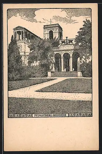 Künstler-AK Potsdam, Pfingstberg-Belvedere