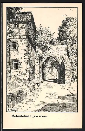 Künstler-AK Hohensolms, Alte Wacht