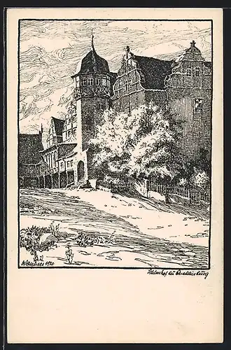 Künstler-AK Quedlinburg, Schlosshof