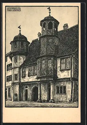 Künstler-AK Stadtprozelten a. M., Aussenansicht Rathaus, Alois Leibinger