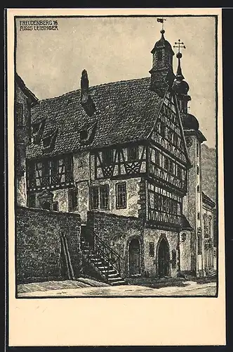 Künstler-AK Freudenberg am Main, Rathaus