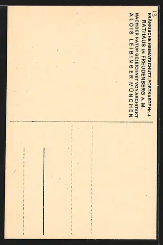 Künstler-AK Freudenberg am Main, Rathaus