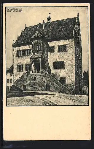 Künstler-AK Dettelbach, Frontalansicht des Rathauses