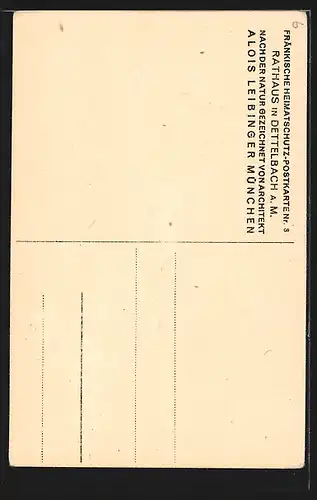 Künstler-AK Dettelbach, Frontalansicht des Rathauses