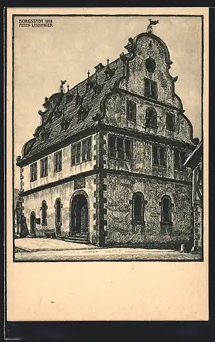 Künstler-AK Bürgstadt a. M., Rathaus der Stadt