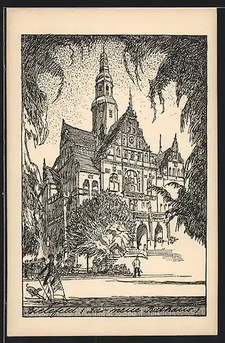 Künstler-AK Bielefeld, Das neue Rathaus