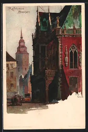 Künstler-AK Heinrich Kley: Bremen, Rathaus mit Pferdekutsche