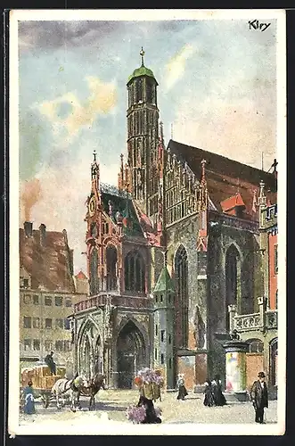Künstler-AK Heinrich Kley: Nürnberg, Partie mit Frauenkirche