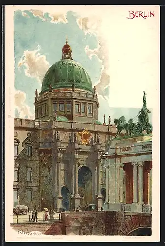 Lithographie Berlin, Blick zum Palais