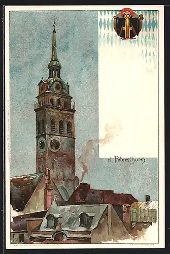 Künstler-AK Heinrich Kley: München, Petersturm