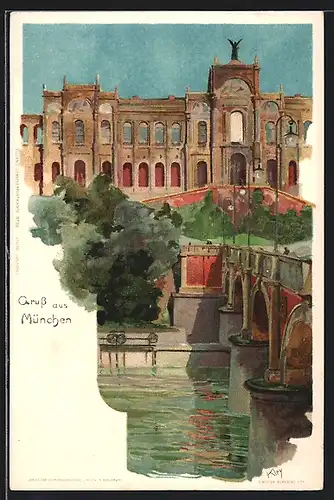 Künstler-AK Heinrich Kley: München, Maximilianeum