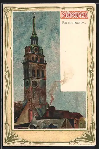 Künstler-AK München, Petersturm, Münchner Kindl