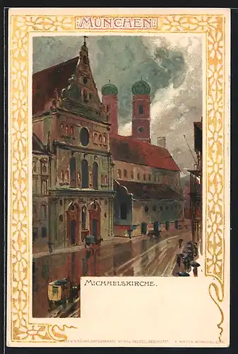 Lithographie München, Michaelkirche in der Neuhauserstrasse