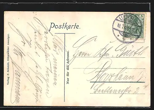 AK Lindenfels im Odenwald, Ortsansicht hinter Bäumen