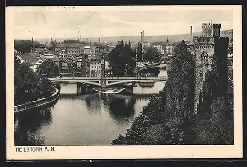 AK Heilbronn a. N., Ortsansicht mit Burg und Brücke