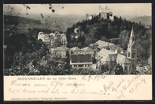 AK Badenweiler, Blick auf den Ort von der Adler-Eiche