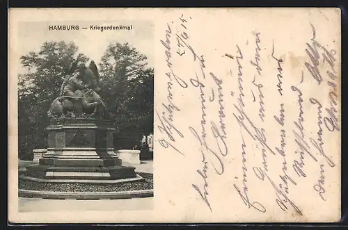 AK Hamburg-Neustadt, Kriegerdenkmal im Park