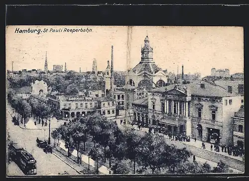 AK Hamburg-St.Pauli, St. Pauli Reeperbahn mit Strassenbahn