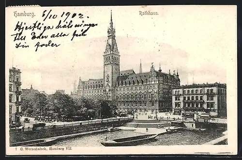 AK Hamburg, Rathaus mit Umgebung