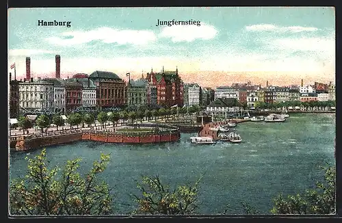 AK Hamburg-Neustadt, Jungfernstieg am Wasser