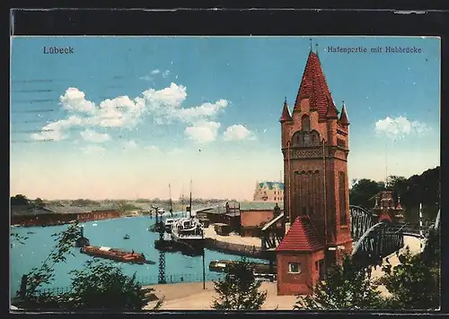 AK Lübeck, Hafenpartie mit Hubbrücke