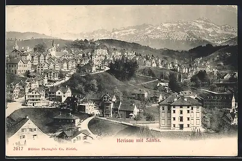 AK Herisau, Ortsansicht mit Säntis