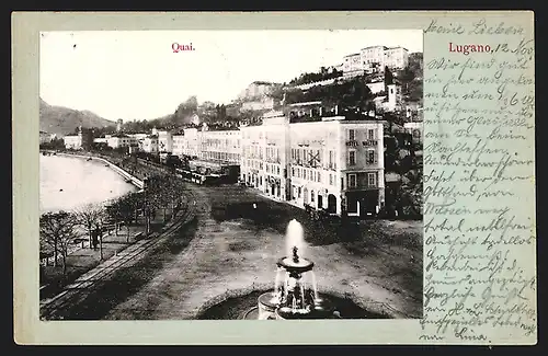 AK Lugano, Quai aus der Vogelschau
