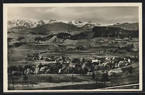 AK Riggisberg, Gesamtansicht und die Alpen