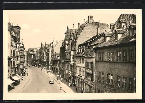AK Erfurt, Strasse Anger mit Geschäften aus der Vogelschau