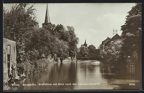 AK Erfurt, Gerapartie, Breitstrom mit Blick nach der Lehmannsbrücke