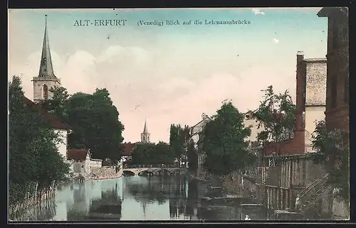 AK Alt-Erfurt, Venedig, Blick zur Lehmannsbrücke