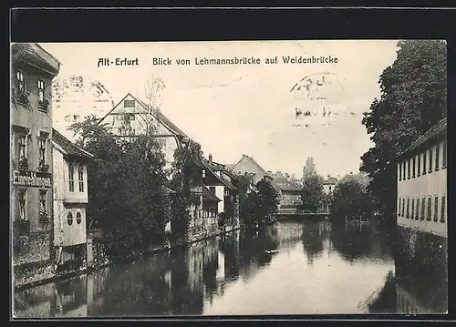 AK Alt-Erfurt, Blick von Lehmannsbrücke auf Weidenbrücke