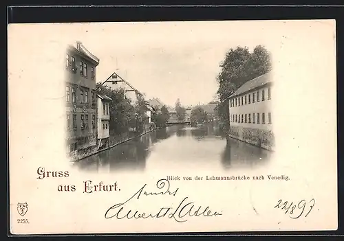 AK Erfurt, Blick von der Lehmannsbrücke nach Venedig