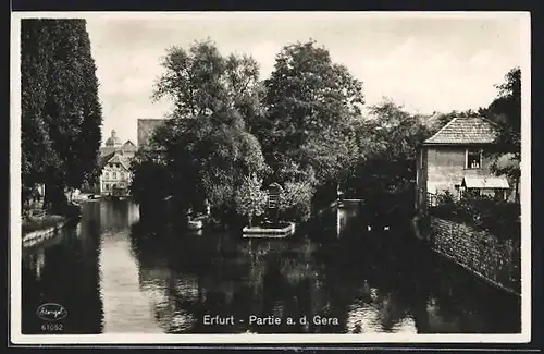 AK Erfurt, Partie an der Gera mit Schildehens-Mühle