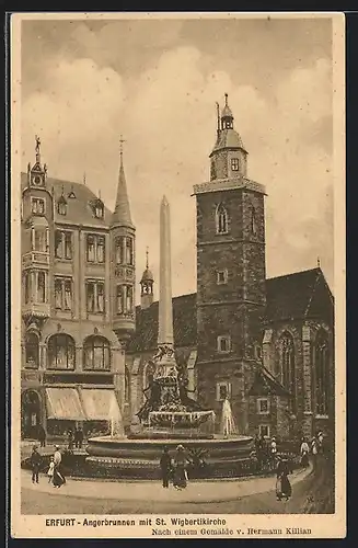 AK Erfurt, Angerbrunnen mit St. Wigbertikirche
