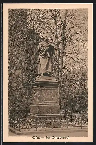 AK Erfurt, das Lutherdenkmal