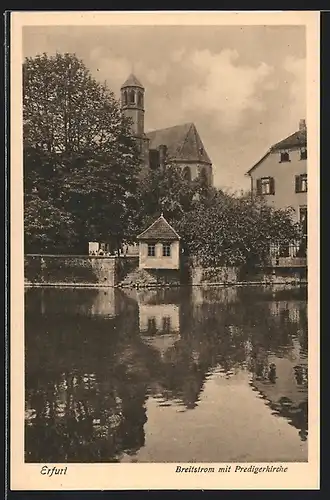 AK Erfurt, Breitstrom mit Predigerkirche