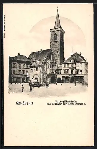 AK Alt-Erfurt, St. Aegidienkirche mit Eingang zur Krämerbrücke