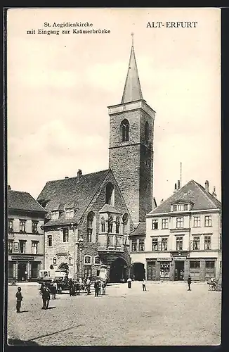 AK Erfurt, St. Aegidienkirche mit Eingang zur Krämerbrücke