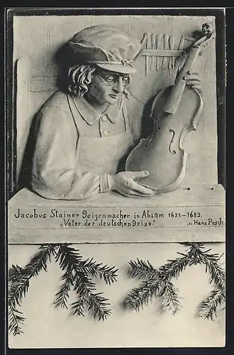 AK Absam, Geigenmacher Jacobus Stainer, Schnitzerei