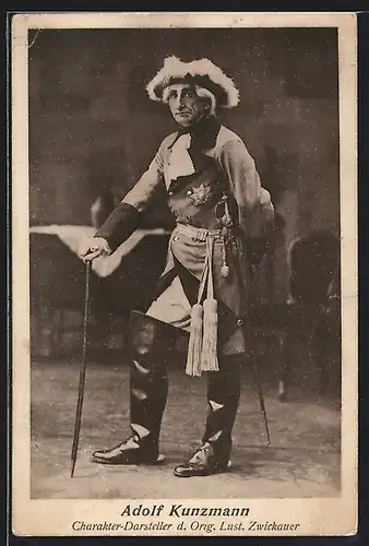 AK Komiker Adolf Kunzmann verkleidet sich als Friedrich der Grosse