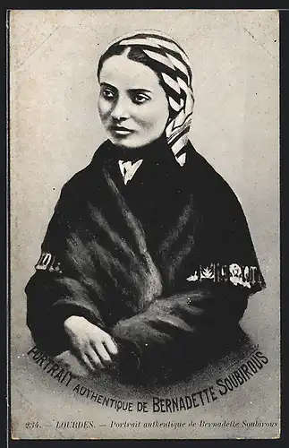 AK Lourdes, Portrait authentique de Bernadette Soubirous, Schutzpatron