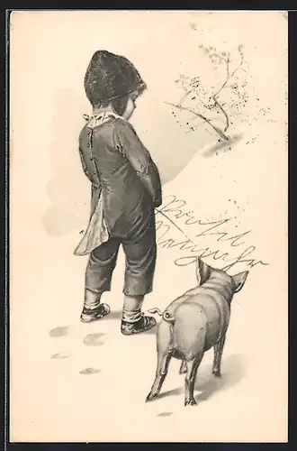 AK Schwein sieht dem Jungen beim Pinkeln zu, Toilettenhumor