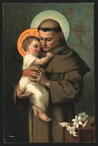 AK Schutzpatron Santonius de Padua hält ein Kind im Arm