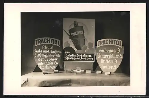 AK Reklame für Trachitol, Medikament gegen Infektion der Luftwege, Husten, Heiserkeit und Halsschmerzen