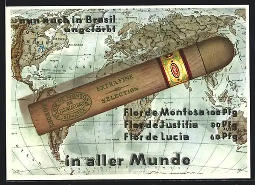 Künstler-AK nun auch in Brasil ungefärbt in aller Munde, Flor de Montosa Zigarren, Tabak