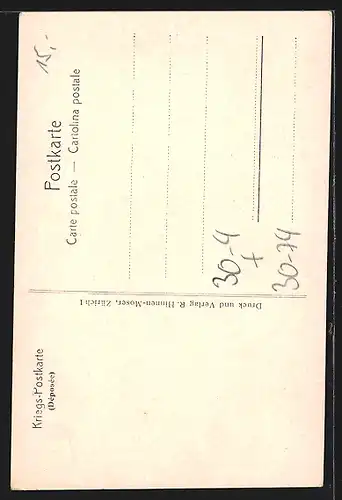 AK Schweizer General Ulrich Wille in Uniform vor weissem Kreuz