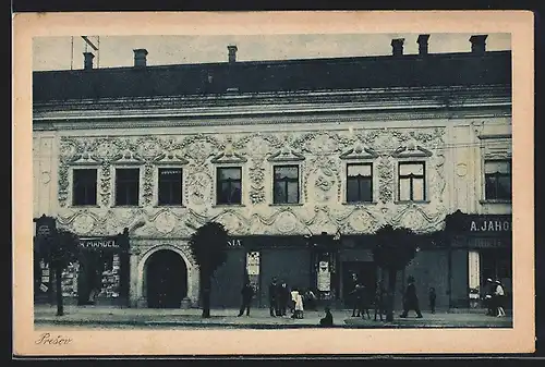 AK Presov, Gebäude mit aufwendigem Relief